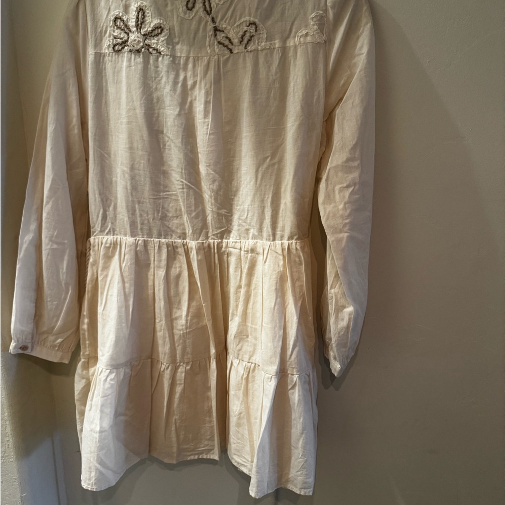 Zara Ecru Embroidered Long Sleeve Dress - Picture 4 of 4